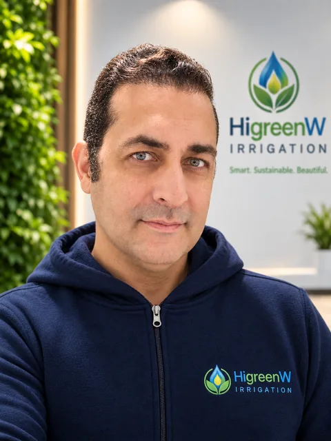 Ardeshir Adiban with HigreenWall logos on his hoodie and the wall behind him
