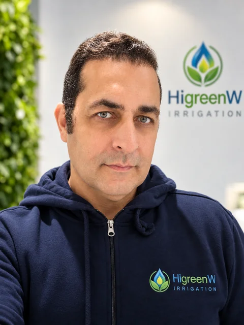 Ardeshir Adiban with HigreenWall logos on his hoodie and the wall behind him
